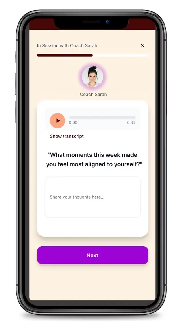 Ellina Coach app interface 1